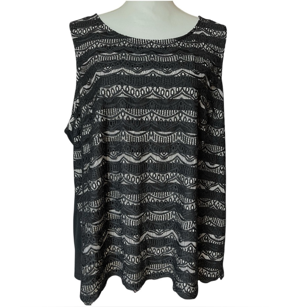 Roz and Ali 3x‎ Black Lace Sleeveless Blouse
